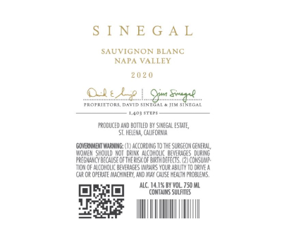 2020-Sinegal-Sauvignon-Blanc label