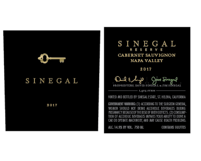 2017-Sinegal-Reserve-Cabernet-Sauvignon label