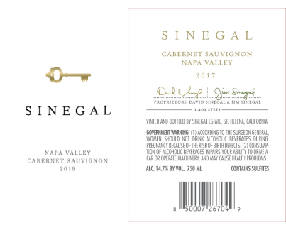 2017-Sinegal-Cabernet-Sauvignon label