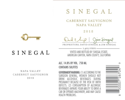 2018-Sinegal-Cabernet-Sauvignon label