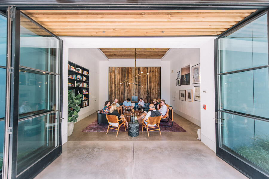 Private group tasting in the main tasting room at Sinegal Estate, Napa Valley